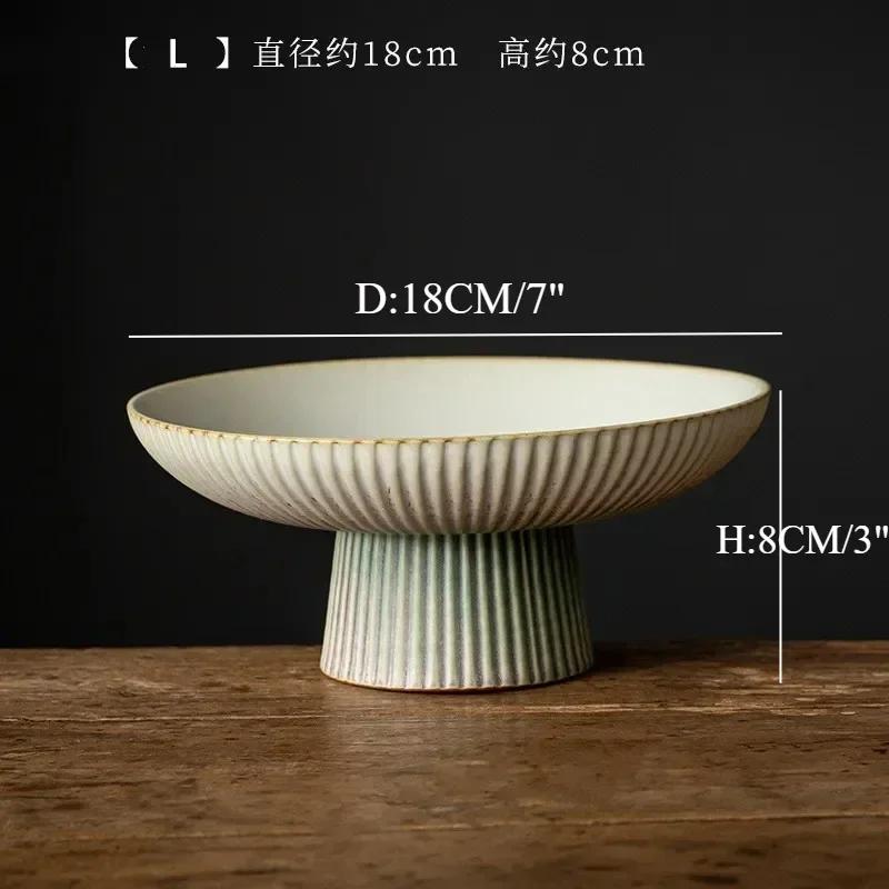 Бытовая винтажная фруктовая тарелка керамический поднос для закусок японская высокая подставка тарелки для ужина с орехами гостиная конфетница кухонные аксессуары