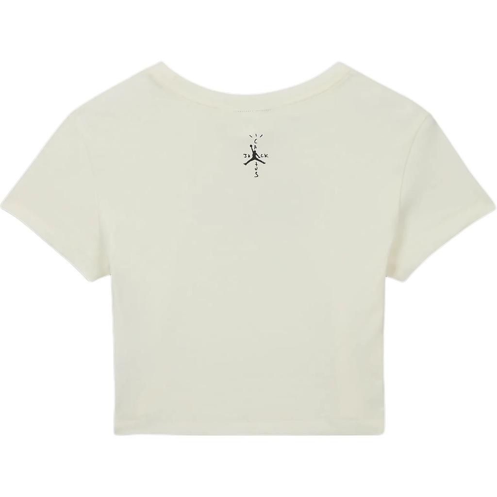 Jordan X Travis Scott Collaboration Outdoor Casual Sports Crow Neck Short Sleeve T Shirt Women T Shirt Sail Black FQ7806-133