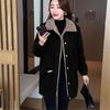 Женский зимний тренч большого размера средней длины из бархата - Стильный свободный крой для женщин среднего возраста