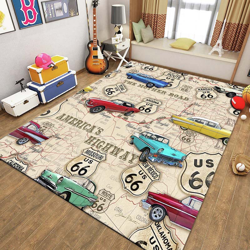 15 размеров Ковер с рисунком знака Route 66, Материнской дороги, Ковер для дома, гостиной, спальни, дивана, придверный коврик, декор, Нескользящий коврик для пола