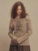 SETSETSET Water Lily Pattern Ribbon Knit Top Melange Beige
