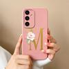 Чехол для Samsung Galaxy S25 Plus FE Чехол для Samsung S25 Ultra Розовый Буквенная Задняя Крышка Мягкий Жидкий Силикон Противоударные Защитные Чехлы для Телефона
