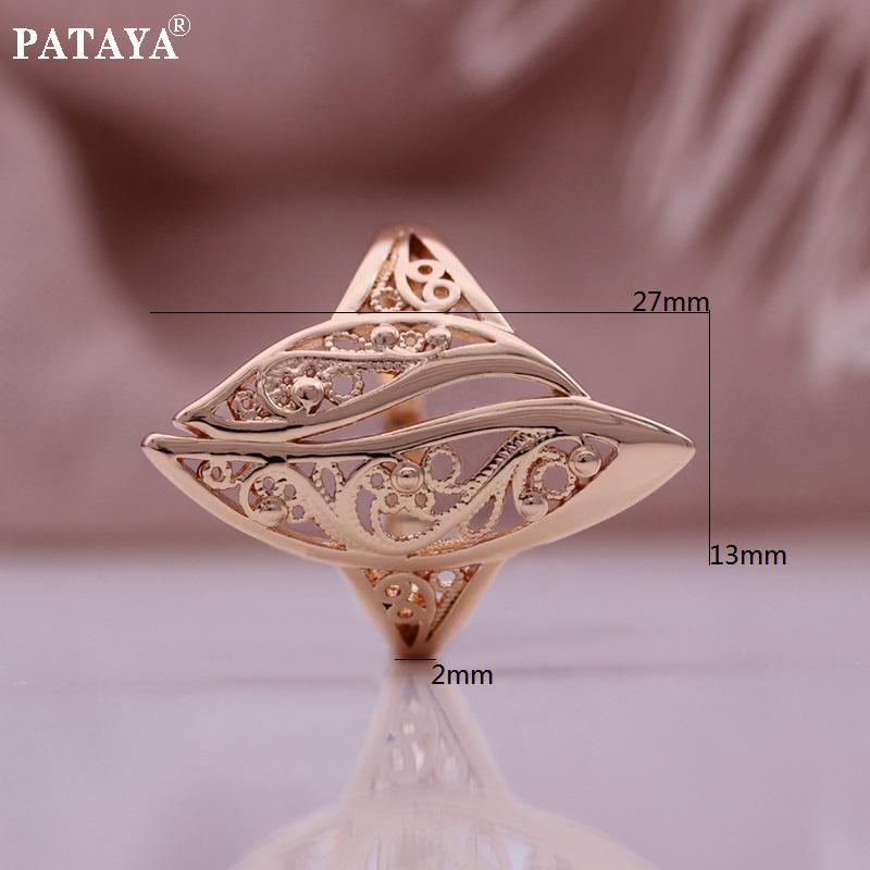 PATAYA Полое классическое итальянское кольцо ручной работы цвета розового золота