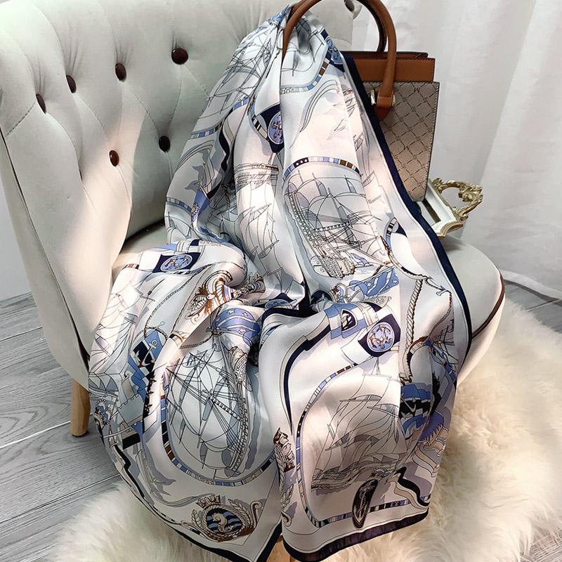 Шали из 100% натурального шелка, платок на голову, женские печатные шарфы из натурального шелка Ханчжоу, летние роскошные дизайнерские платки из чистого шелка для женщин