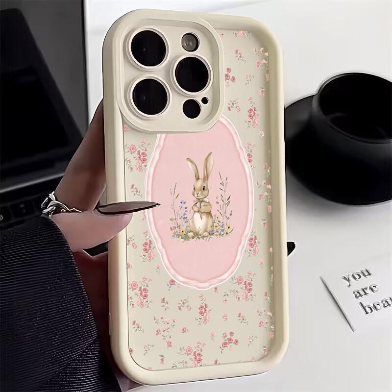Милый чехол для телефона с цветами и кроликом для Samsung Galaxy S26 S25 S24 S23 S22 S21 Ultra Plus FE A15 A16 A35 A54 A55 A56 5G Силиконовый чехол