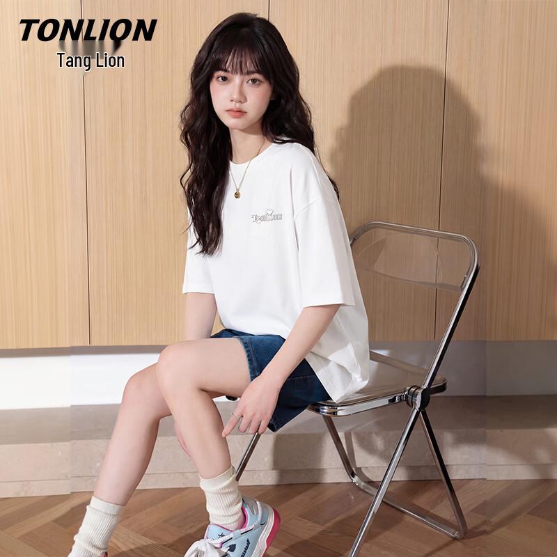 Женская футболка TonLion из чистого хлопка, свободного кроя, с коротким рукавом