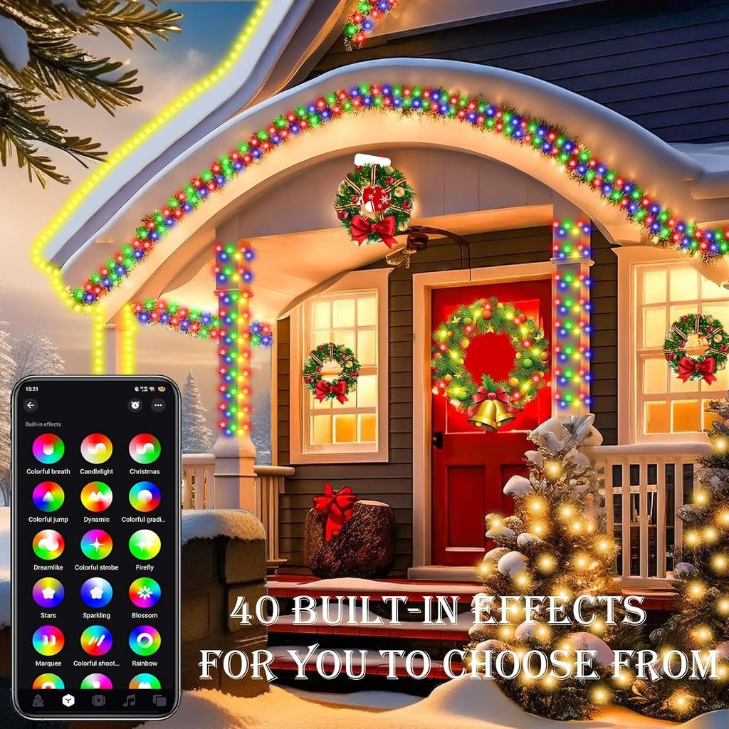 Smart Color Changing Christmas Lights, 75FT 200 LED Color Changing String Lights with Remote & APP Control, 16 Million Color Changing Twinkling