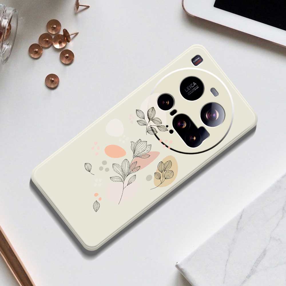 For Xiaomi 15 Ultra Case Sketch Leaves Pattern Printing Straight Edge TPU Phone Back Cover