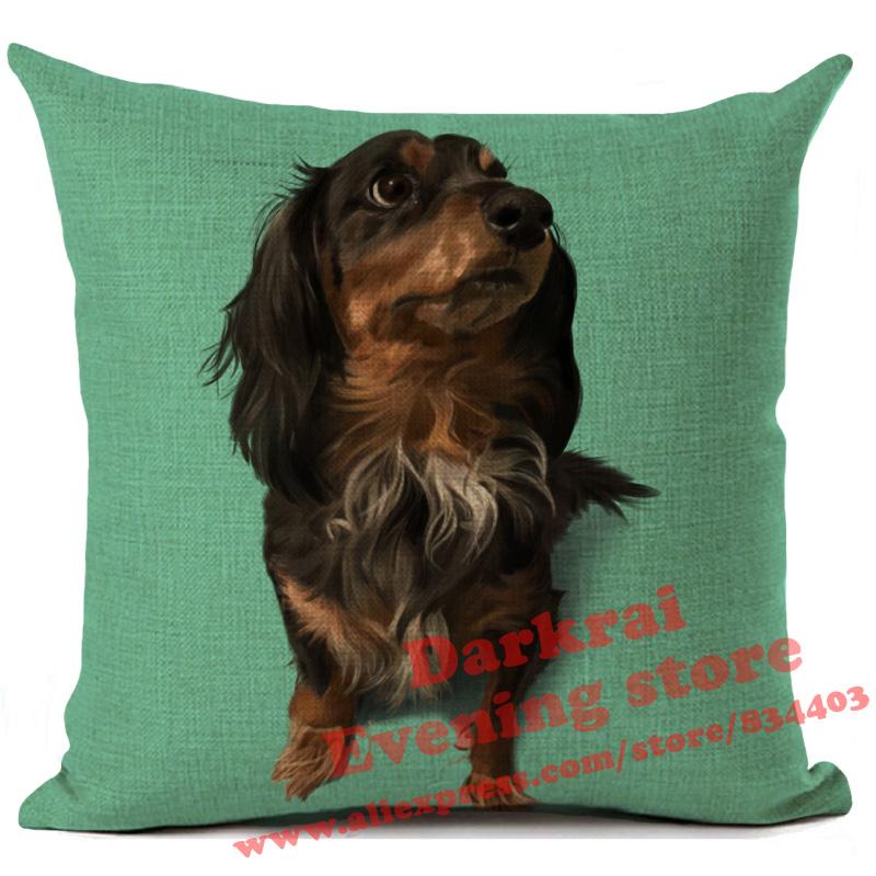 Doberman Greyhound Dachshund Corgi Dog Siberian Husky Linen Cushion Cover Living Room Sofa Throw Pillows Decorative Pillowcase
