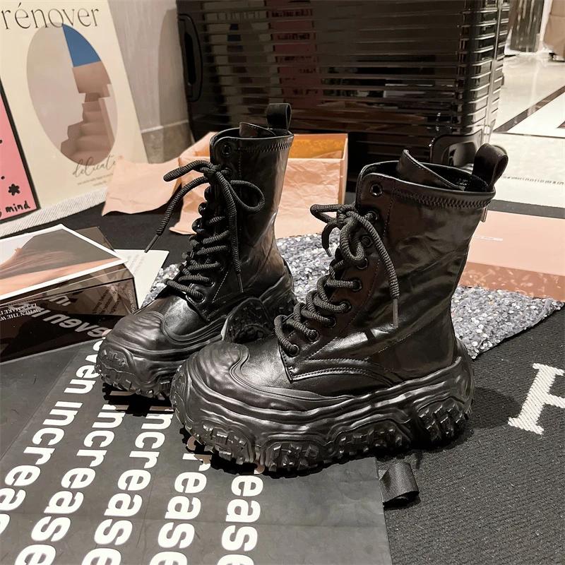 Designer Platform Ankle Boots Women Sneaker Plush Snow Shoes Woman Sport Winter Trend High Heel Leather Chelsea Goth Botas Mujer