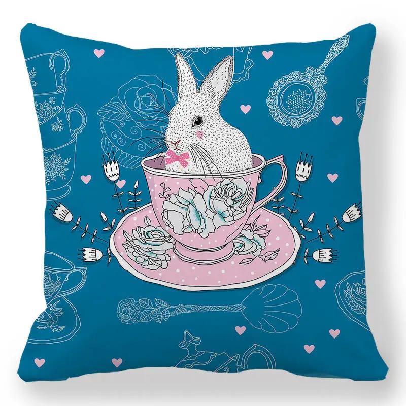 Easter Bunny Print Cushion Cover Spring Easter Egg Hare Pillowcase Home Decoration 40/45/50/60cm