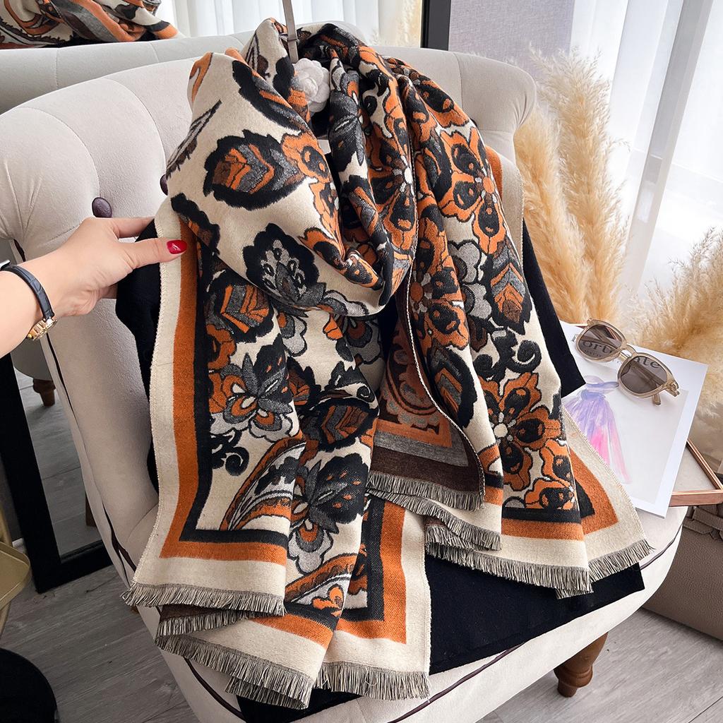 Ethnic Style Imitation Cashmere Thick Travel Shawl Yunnan Scarf Women's Outdoor Warm Cape Sun Protection
