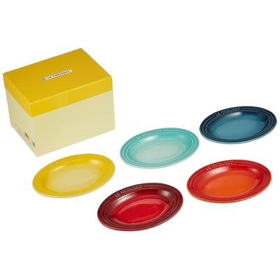 Керамическая мини-овальная тарелка Le Creuset Радужная Термостойкая Холодостойкая Совместима с микроволновой печью и духовкой Набор из 5 тарелок
