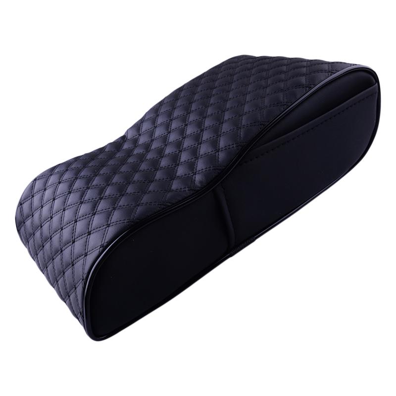 Black PU Leather Center Console Armrest Box Mat Memory Foam Pad Cushion Cover fit for Universal