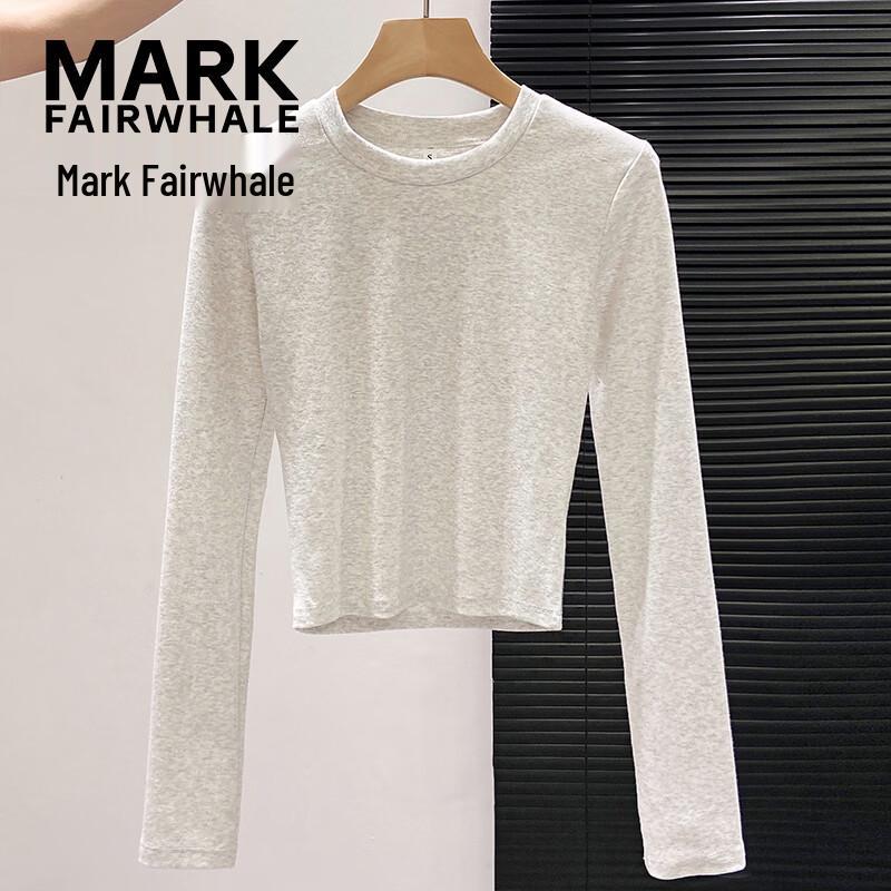 Mark Fairwhale Женская приталенная футболка с длинным рукавом и круглым вырезом