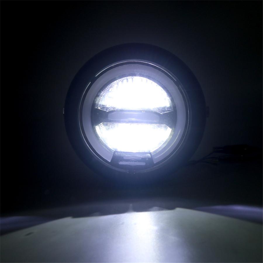 Универсальная ретро мотоциклетная светодиодная фара дневного света белого цвета с ангельским глазом