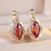 Exquisite Marquise Cut Red Zircon Drop Earrings for Women Luxury Wedding Accessories Fine Jewelry New Year's Gift