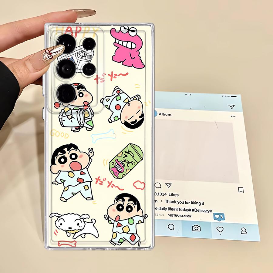 Phone Cover Case for Samsung Galaxy S25 Edge S22 FE S20 Plus Note 20 Ultra 10 S26 S21 S24 S23 Ultra Cute Crayons Shinchan