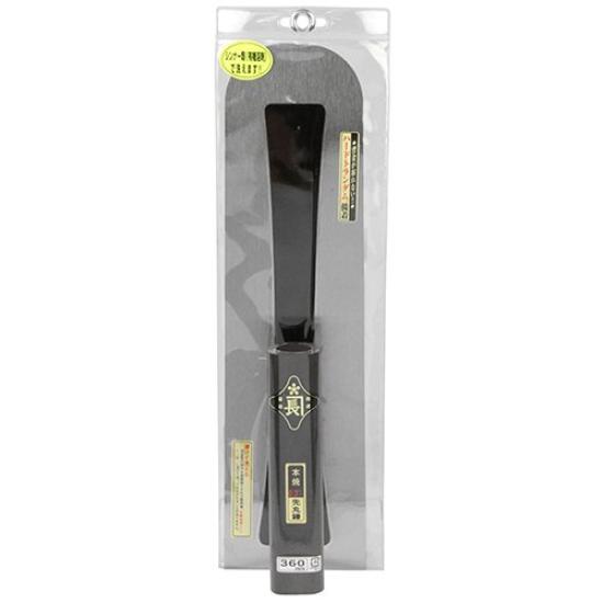 SK11 Kincho Rounded Black Lacquered Square 360mm (SK11) Trowel, Honyaki, 0.3mm Thick, Handle,