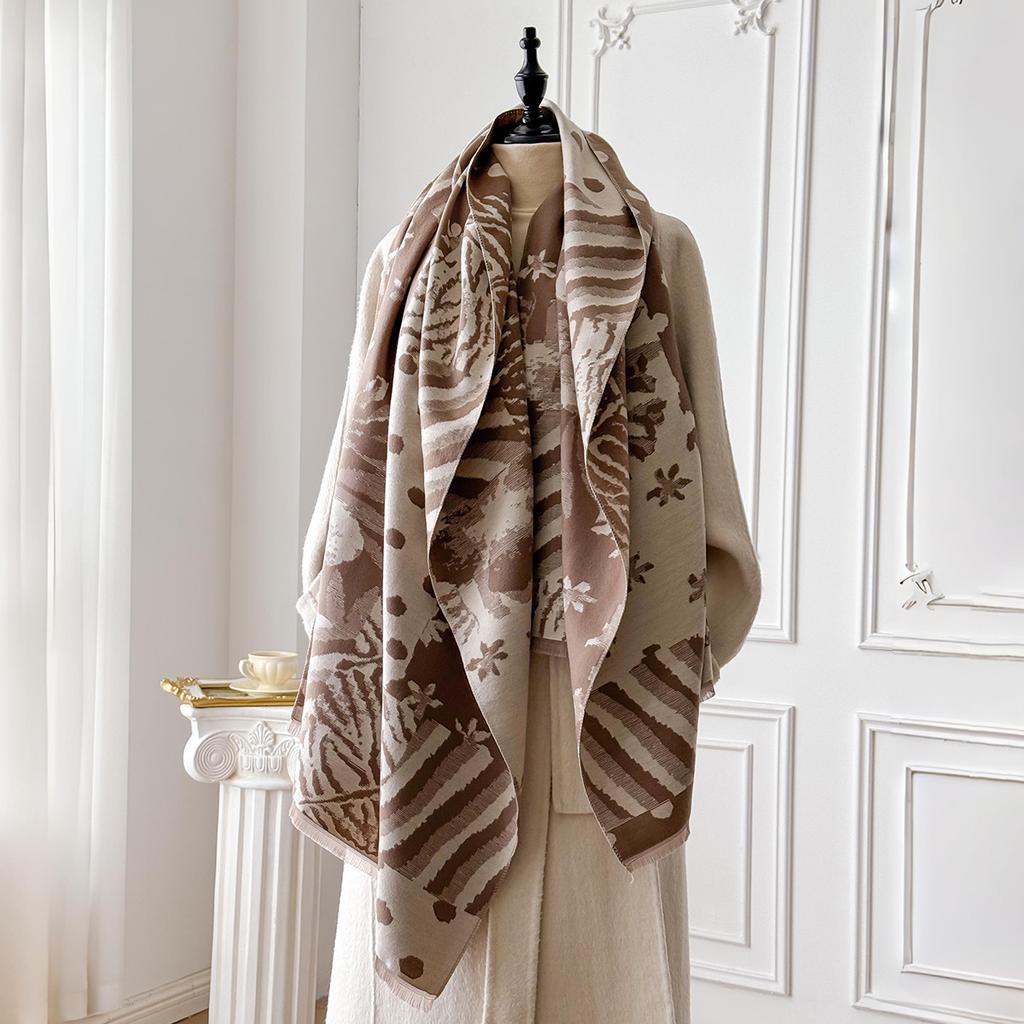 Женский утолщенный зимний шарф с леопардовым принтом и узором в горошек, двухсторонний, из искусственного кашемира, жаккардовый, шерстяной палантин-шаль для роскоши