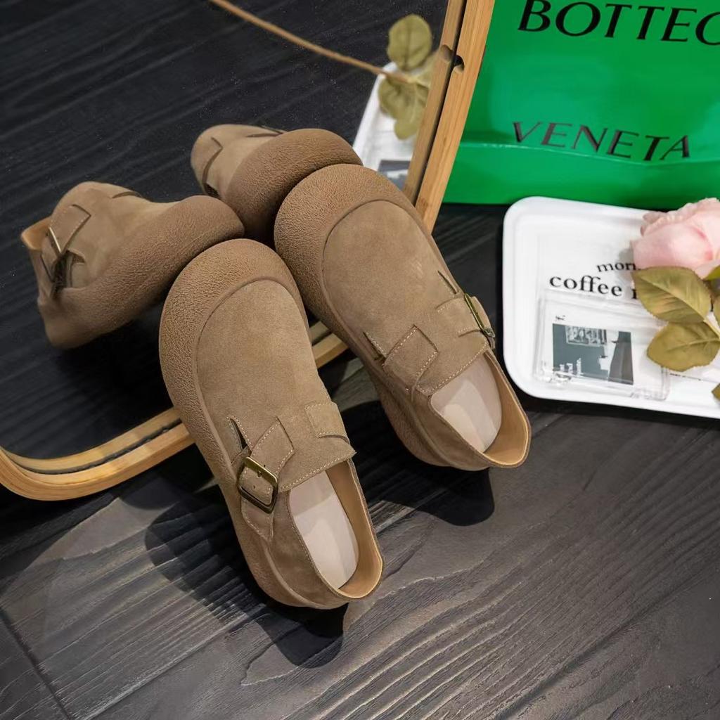 Женские туфли из натуральной кожи, осенние новинки, на толстой подошве, в стиле ретро, на мягкой подошве, повседневные туфли-лодочки на одном ремешке, удобные