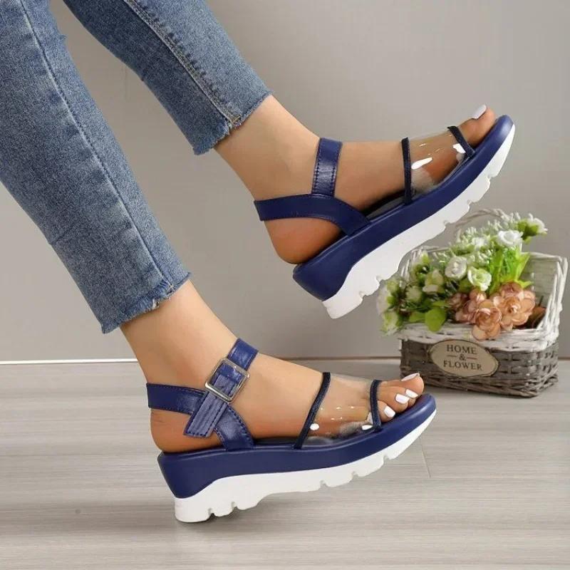 Fashion Women Heels Sandals with Platform Shoes 2024 Summer Casual Wedges Shoes for Women Outdoor Beach Roman Sandals Sandalias Mujer