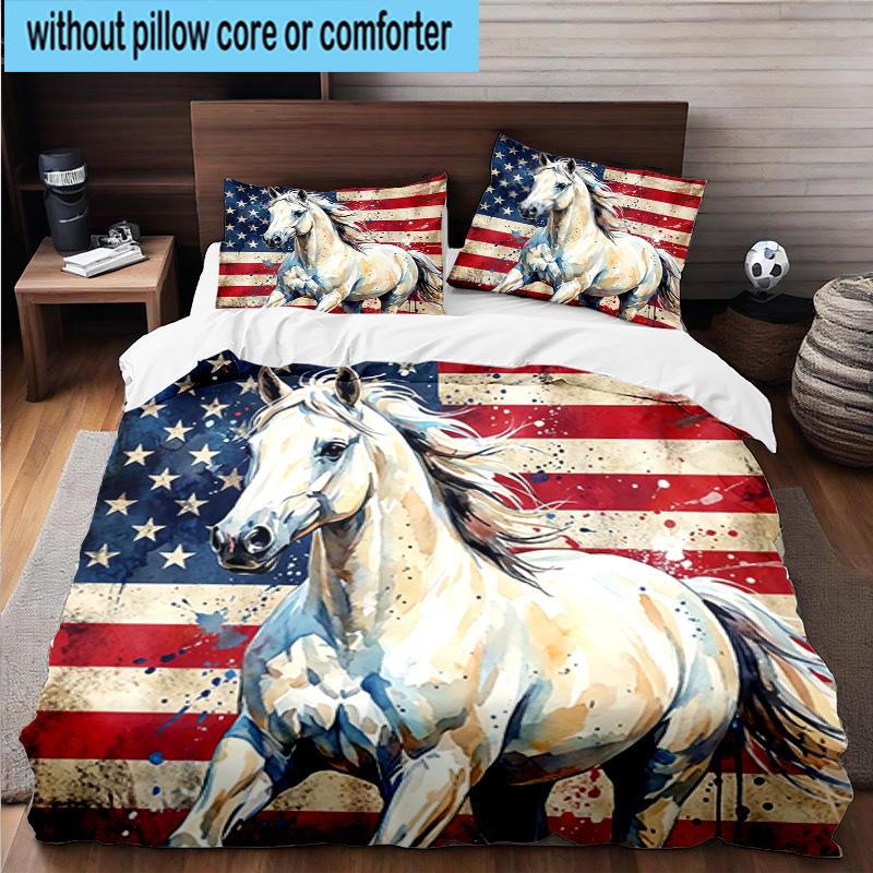 Ethereal Horse In Storm 3pcs Bedding,Including 1pc Duvet Cover And 2pcs Pillowcases Perfect for Christmas,Ideal for Bedroom, Dormitory