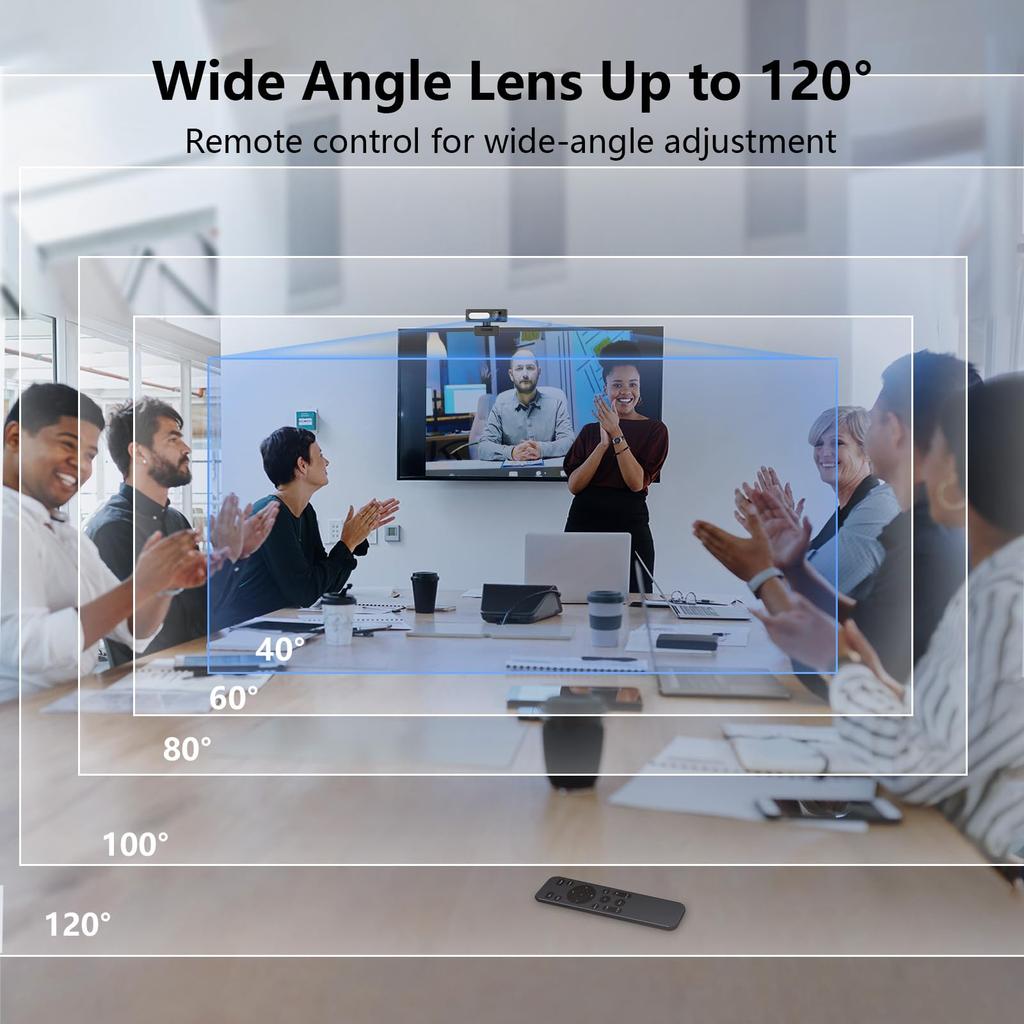 4K UHD 12MP Webcam with Dual AI Auto Light Privacy USB Plug Play Noise-Canceling Microphone, Autofocus, Correction, Ultra-Wide 120° Angle, Cover,