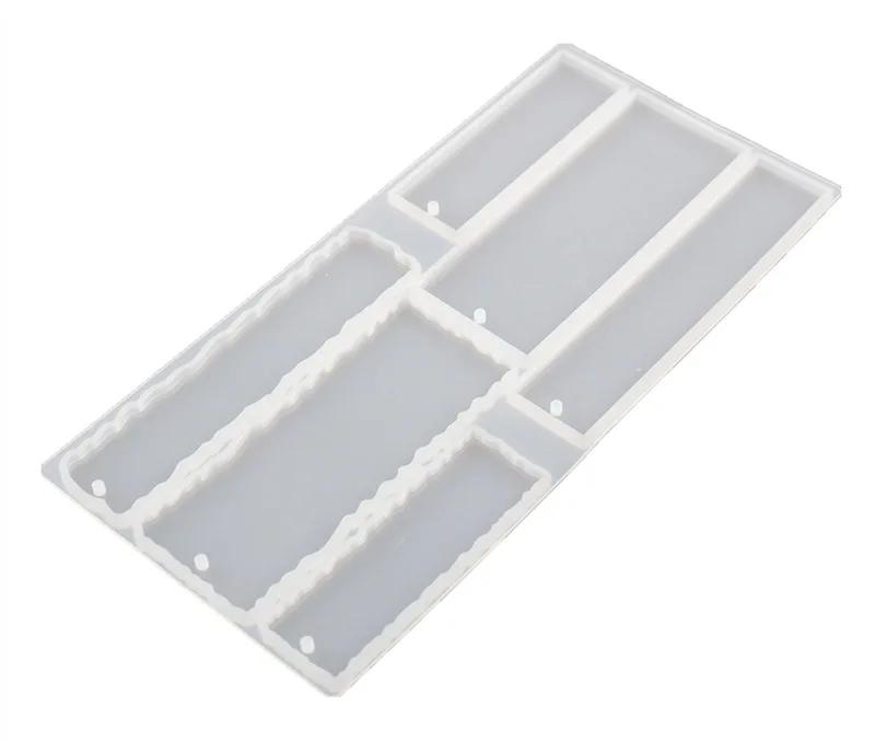 Сделай сам Резина Кристалл Эпоксидная закладка Тег Волна Прямоугольная закладка Зеркало Силиконовая форма для УФ Эпоксидной смолы Литьевая форма