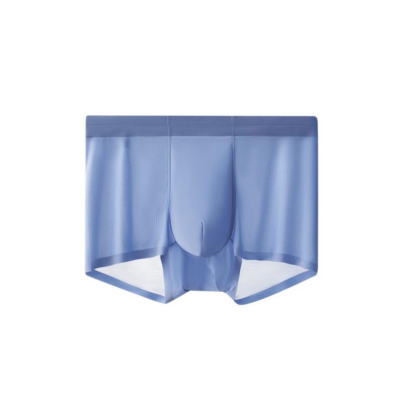 Men's Cool Ice Silk Mid-Waist Seamless Underwear - Breathable, High Elasticity, Antibacterial, Thin Design