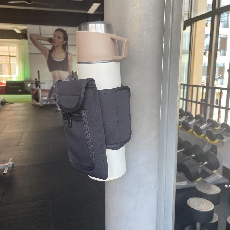 Магнитная сумка для бутылки с водой, портативный чехол для бутылки для спортзала с держателем для телефона, крепится к фитнес-оборудованию, необходимые фитнес-аксессуары