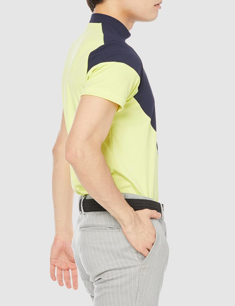 Футболка для гольфа с коротким рукавом и воротником-стойкой, эластичная, с защитой от пота и ультрафиолета DGMSJA07 LM00 M [DESCENTE GOLF] [модель осень/зима 21 года] UPF50+ для мужчин (Лайм)