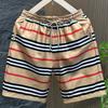 Plus Size M-7XL Casual Shorts Summer Men Clothes Elastic Waist Summer Stripe Shorts