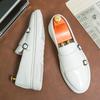 Fashion Spring New British Style Soft Soled Comfortable Loafers for Adults Shiny Casual Shoes Luxury Brand Double Button Wedding Shoes