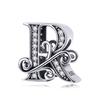 Bamoer Authentic 925 Sterling Silver Vintage Letter A To Z Zircon Bead Charms Fit Original Charm Bracelets DIY Jewelry
