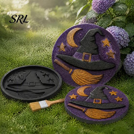 Reusable Cement Casting Form Halloween Stepping Stone Mold, Plastic Molds, DIY Resin Soap Making Mold Path Maker for Garden Patio Lawn & Backyard