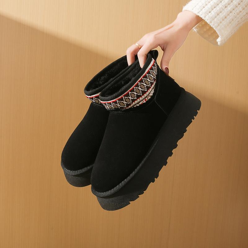 Женские зимние пушистые ботинки для снега, нескользящая толстая платформа, подкладка из искусственного меха, ботильоны, обувь для женщин, удобные теплые короткие ботинки из искусственной замши для ходьбы