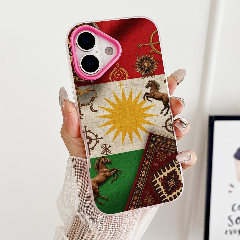 Kurdistan Flag Jelly Double layer Rose Red Mobile Phone Case for iPhone 17 16 15 14 13 12 11 Air Pro Max Plus Protective
