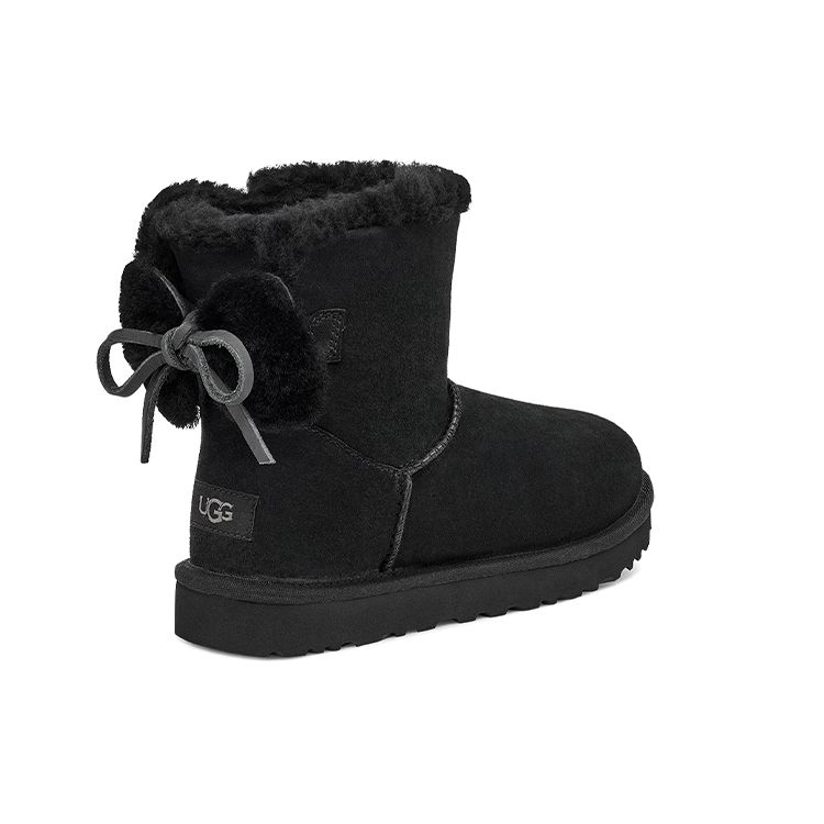 UGG Классические мини-сапоги с двойным бантом, теплые, удобные, повседневные, короткие, женские, черные 1127130-BLK
