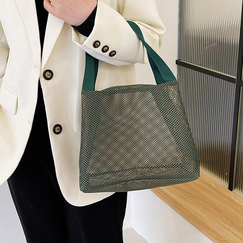 Zip Mesh Beach Swimming Tote Travel Toiletry Storage Bag Bathing Wash Handbag