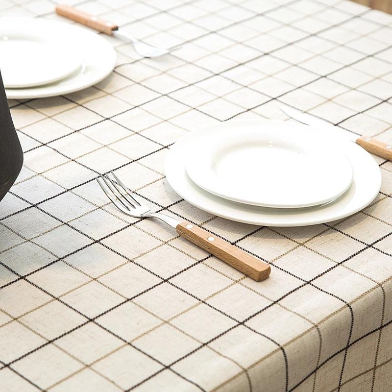 Lace Edges Christmas Decorative Table Cloth Waterproof Lattice Tablecloth Fabric Home Kitchen Rectangular Plaid Tablecover