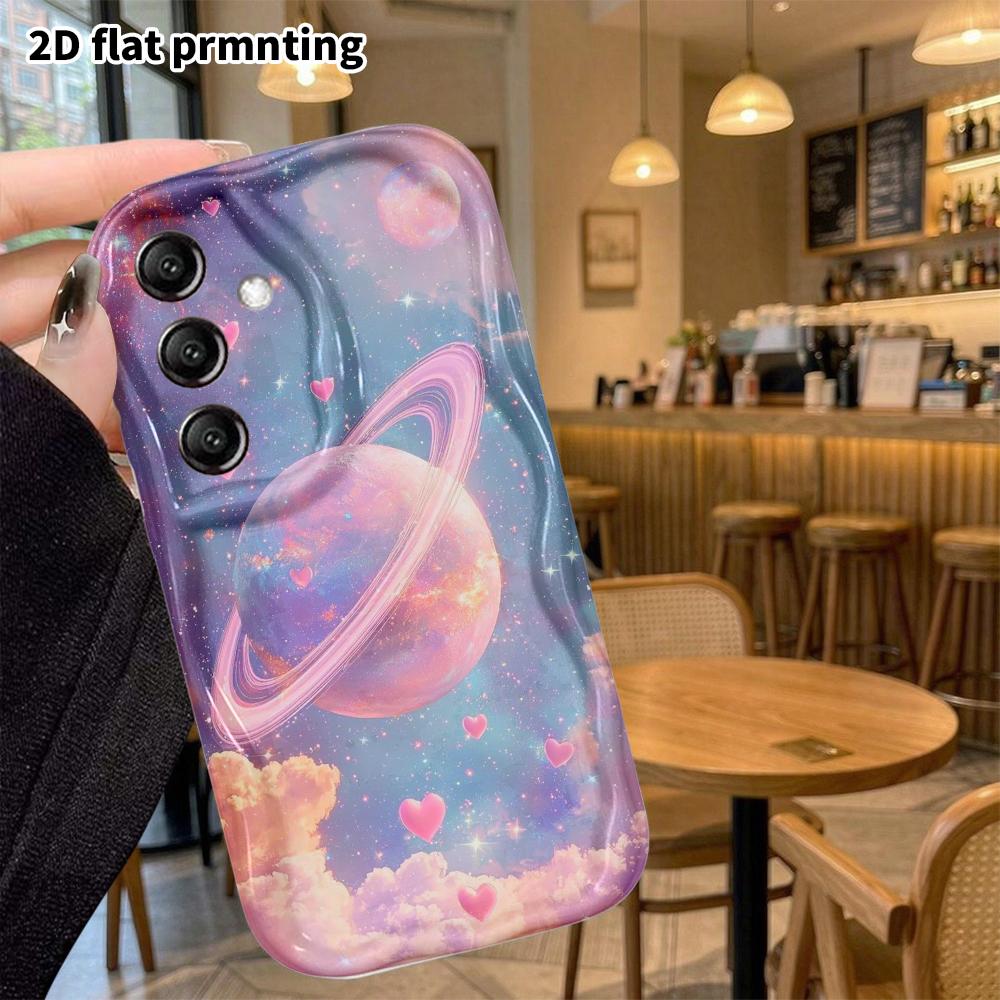 Phone Case: 2D Samsung Galaxy A34 A35 M05 M06 S20 S22 S21 FE Plus 5G Case, Pink and Purple Heart Planet, Christmas and Halloween Gift