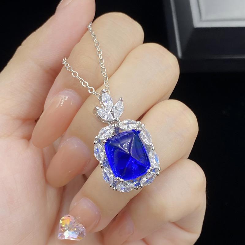 BELLA BOX Комплект из сережек-колье с полым дном в виде сахарной башни, инкрустированной синим цирконием, для женщин