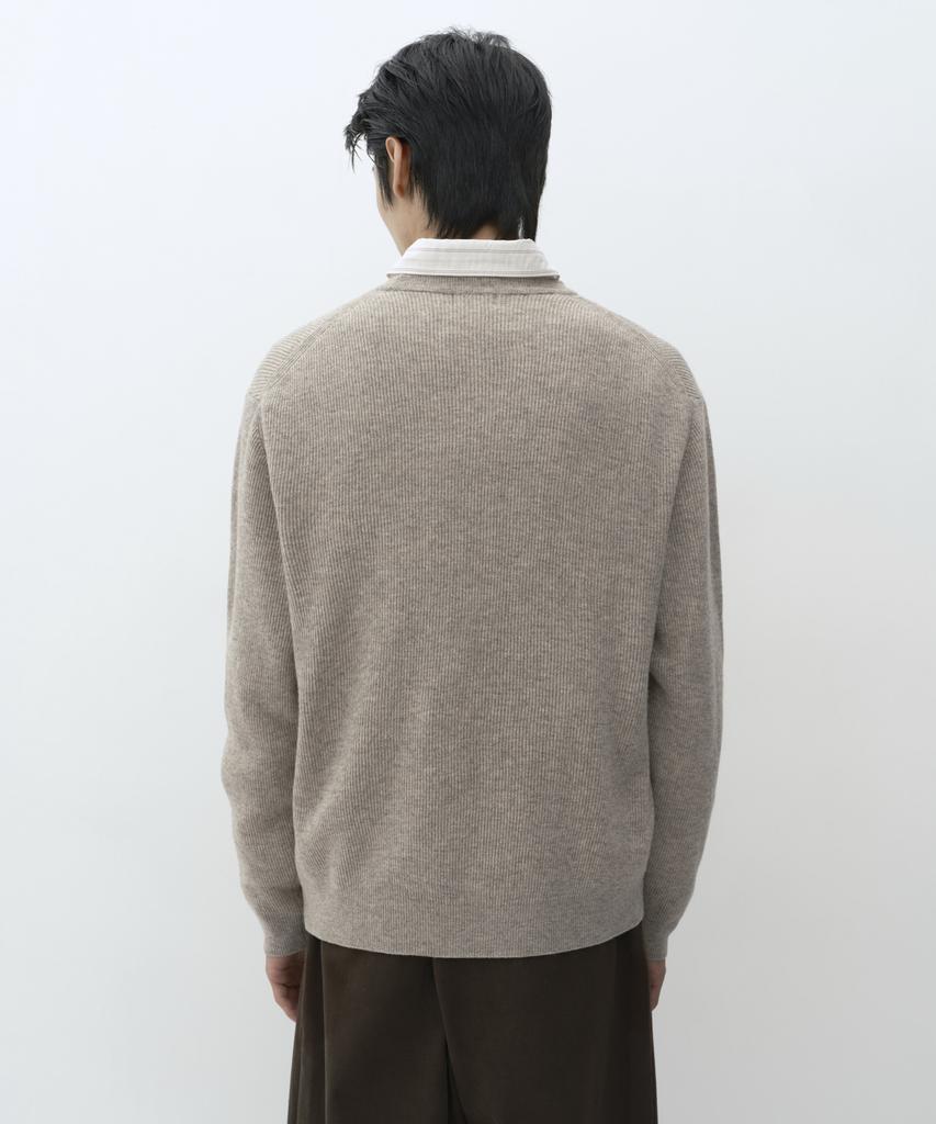 MUSINSA STANDARD [Victoria Wool] Minimal Ribbed Crew Neck Knit [Oatmeal]