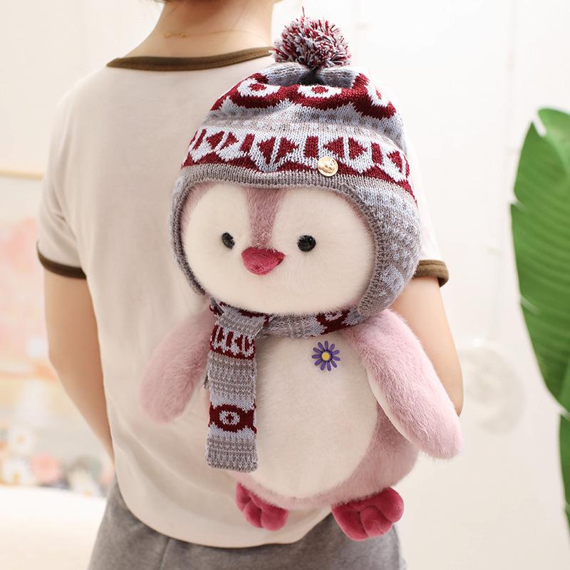 Harbin Internet-Famous Scarf Penguin Plush Toy Stuffed Animal Doll for Girls Kids, Soft Cute Sleeping Buddy Pillow