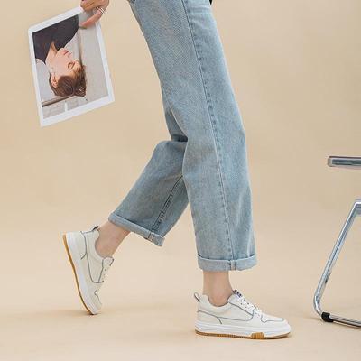 Модные белые туфли с круглым носком на плоской подошве, спортивная повседневная обувь, женская обувь