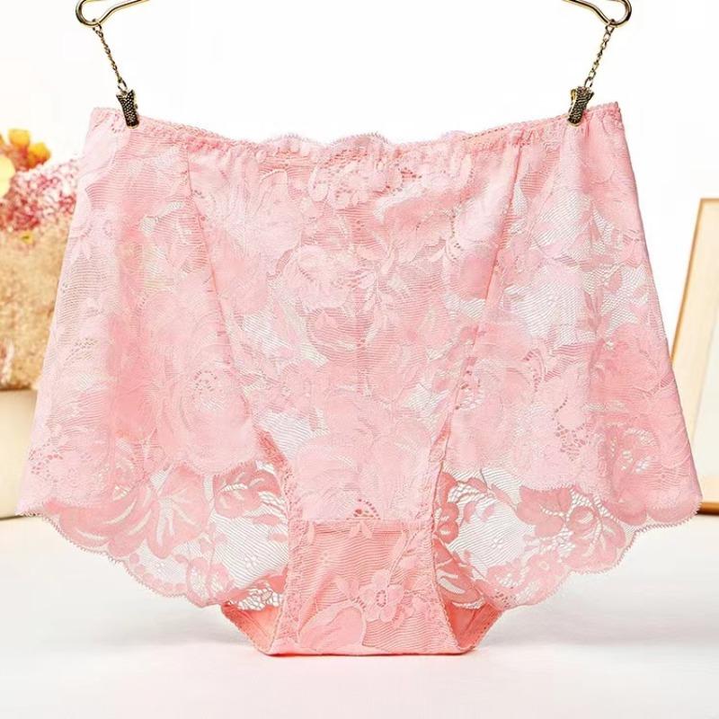 Sexy Lace Panties Women's Underpants Solid Color Large Size High Waist Briefs Breathable Lift Buttocks Female Underwear