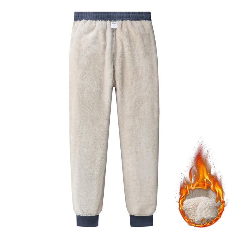 Мужские флисовые теплые брюки, свободные термобрюки на шнурке, осенне-зимняя верхняя одежда, спортивные штаны