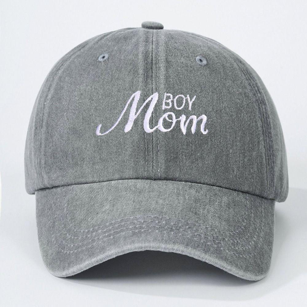 Vintage Boy Mom Embroidery Caps Washed Cotton Baseball Cap Fashion Sport Visors Cap Gifts