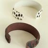 Прошитый браслет из натуральной кожи с конским волосом, креативный открытый браслет C-образной формы, браслет-манжета с леопардовым принтом, подарок